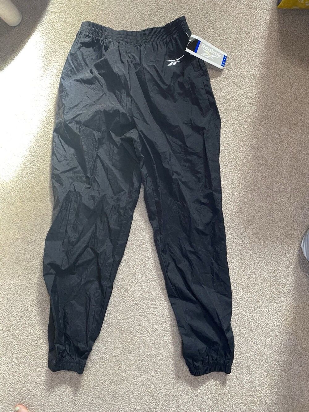 Vintage 1996 Reebok Boys XL Black Nylon Track Pants NWT